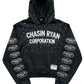 Black Cropped Hoodie with Studs & Sleeve Patches
