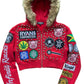 Red Cropped Hoodie with Patches