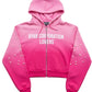 Hot Pink Cropped Zip-Up Hoodie with Beaded Sleeves