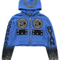 Blue Hooded Sweatshirt with Studded “RC” Details