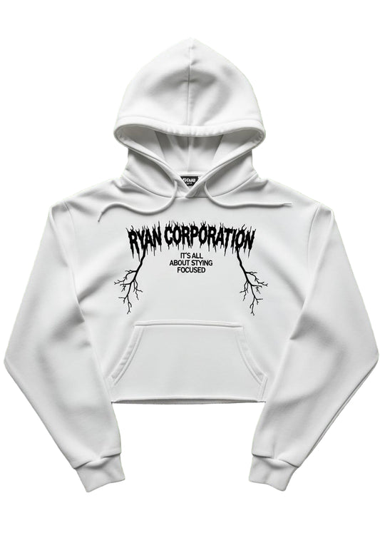 White Hoodie with Black “RYAN CORPORATION” Graphic