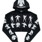Black Zip-Up Hoodie with Angel & Devil Graphics