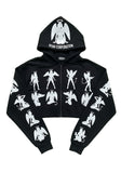 Black Zip-Up Hoodie with Angel & Devil Graphics