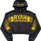 Black Cropped Hoodie with Yellow Graphics