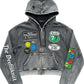 Black Zip-Up Hoodie with Patches