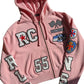 Cropped Light Pink Racing Hoodie