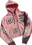 Cropped Light Pink Racing Hoodie