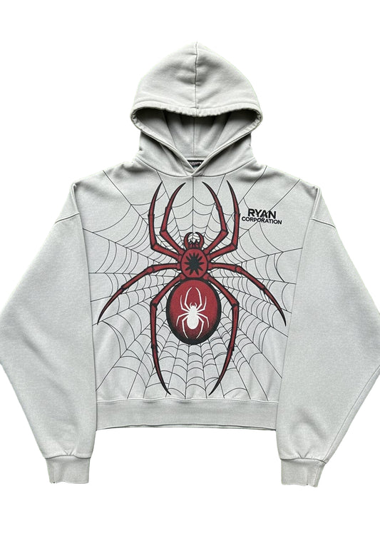 Light Gray Spider Graphic Hoodie