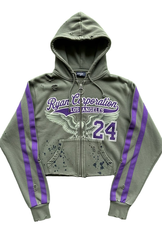 Olive Green Distressed Hoodie