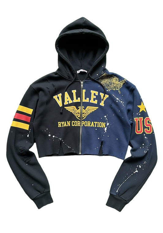 Cropped Split-Color Hoodie