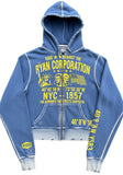 Blue Distressed Zip Hoodie – Rage Against the Ryan Corporation