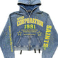 Oversized Acid-Wash Blue Zip Hoodie Ryan Corporation 1991