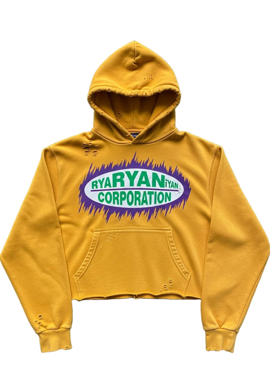 Mustard Yellow Distressed Hoodie  Paly Graphic