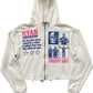 Women's Off White Cropped Zip Hoodie  Greedy Unit