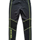 Black High Waist Women's Athletic Leggings with Neon Yellow Green Accents