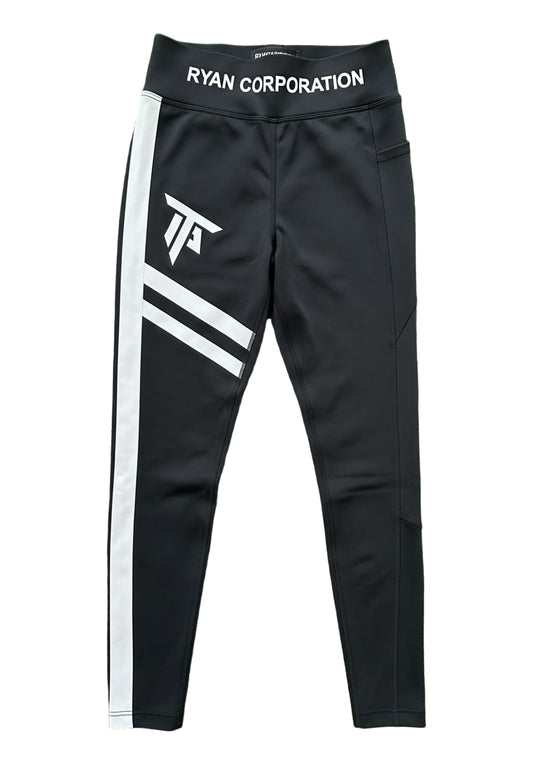 Black High Waist Women's Leggings with Side Stripe
