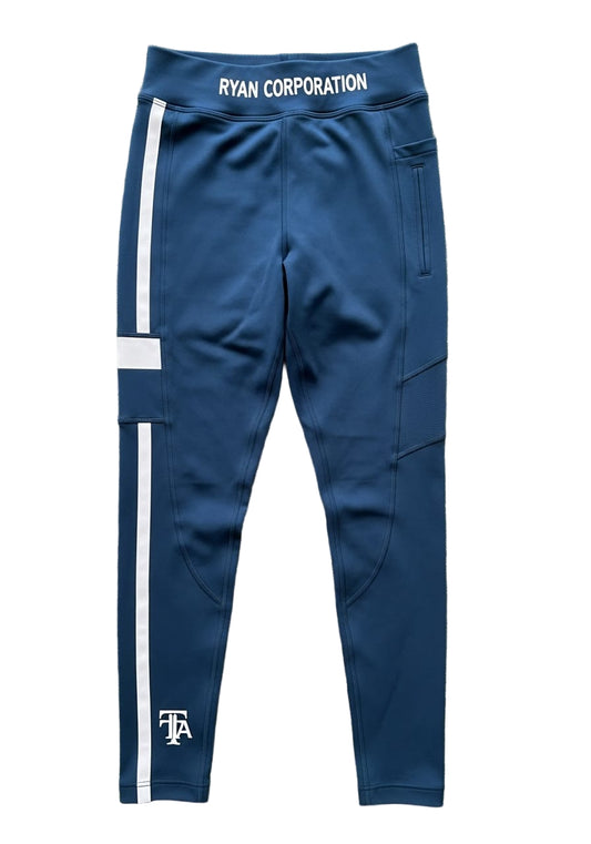 Dark Teal-Blue High-Waist Women's Athletic Leggings with Side Pocket