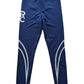 Navy Blue Women's Leggings with White Graphic and Curved Side Linesx