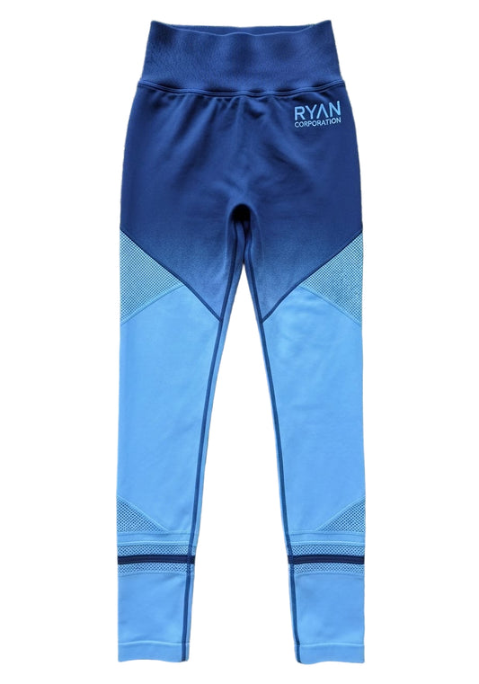 Gradient Navy to Sky Blue High Waist Women's Legging