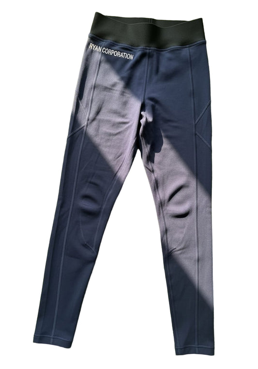 Dark Blue Athletic Leggings  Black Waistband with Branding