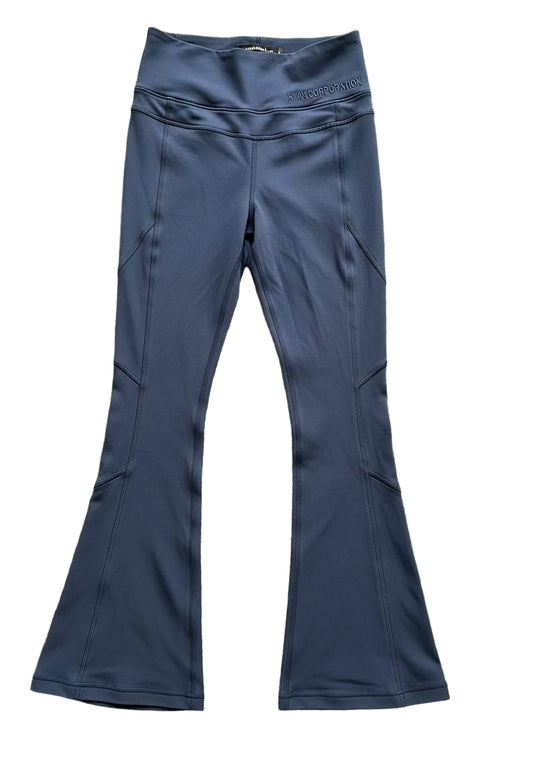 Dark Navy Ribbed Yoga Pants High-Waist V-Front Bootcut