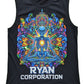 Black Sleeveless Shirt – Psychedelic Skeleton Graphic