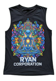 Black Sleeveless Shirt – Psychedelic Skeleton Graphic
