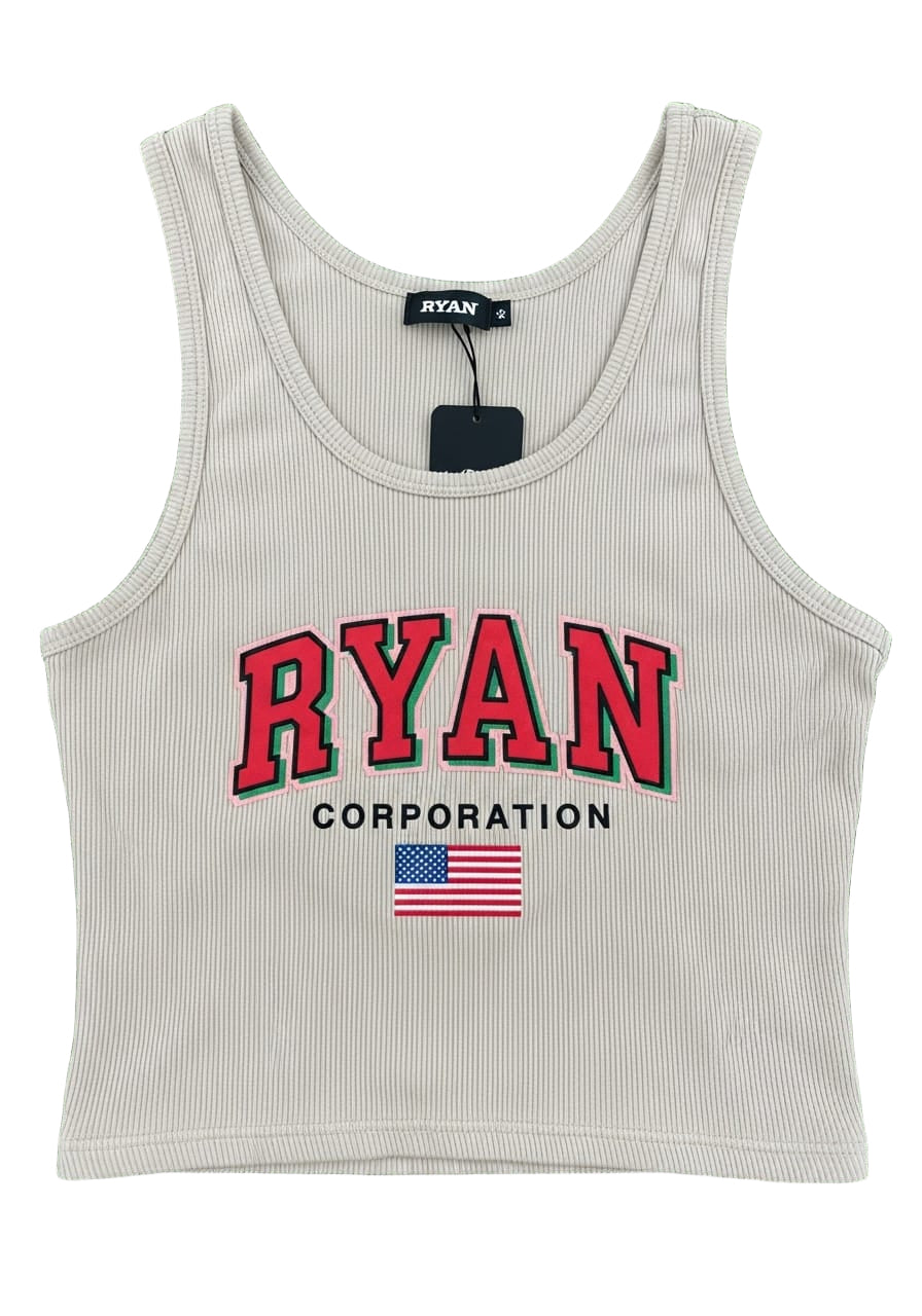 Light Beige Ribbed Cropped Tank Top  Ryan Corporation