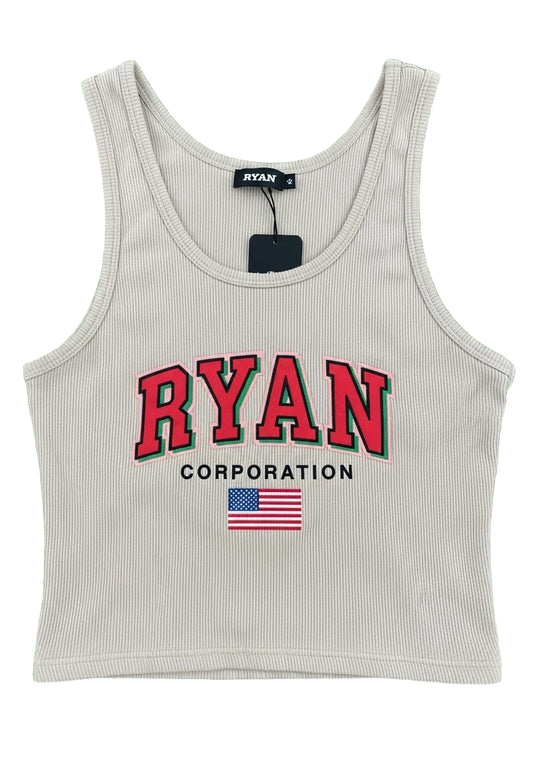 Light Beige Ribbed Cropped Tank Top  Ryan Corporation