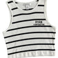White Ribbed Sleeveless Crop Top with Black Stripes – Ryan Corporation