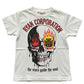 White Distressed Skull & Flaming Cross T-Shirt – Ryan Corporation