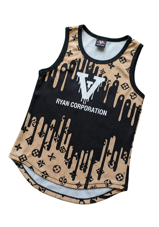 Black & Tan Ryan Corporation Mesh Tank Top