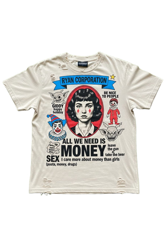 Light Beige “Ryan Corporation Collage Graphic” T-Shirt