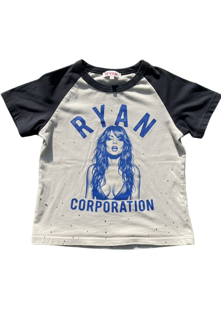 Light Beige & Charcoal “Ryan Corporation Woman Graphic” T-Shirt