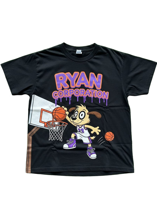 Black “Ryan Corporation Basketball Dog” Graphic T-Shirt