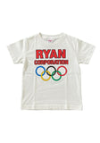 White “Ryan Corporation Olympic Rings” Graphic T-Shirt