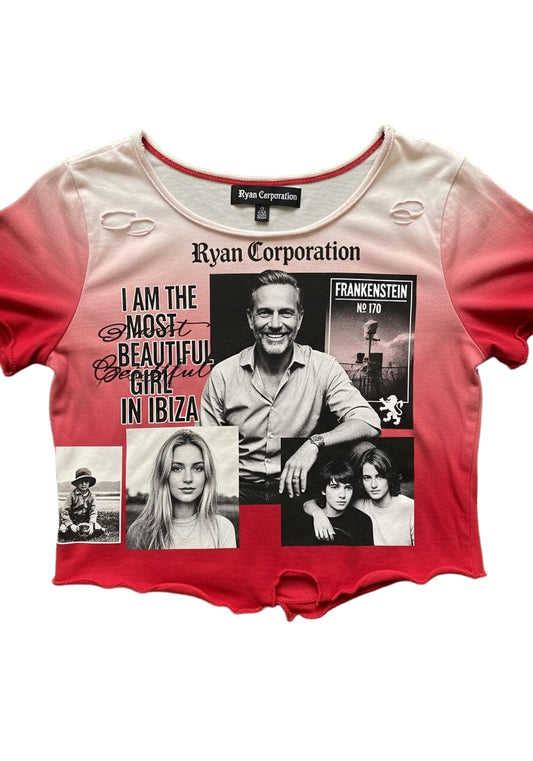 Reddish-Pink Ombre Ryan Corporation Graphic Crop Top