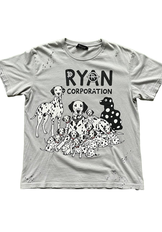 Gray “Ryan Corporation Dalmatian Family” Distressed T-Shirt