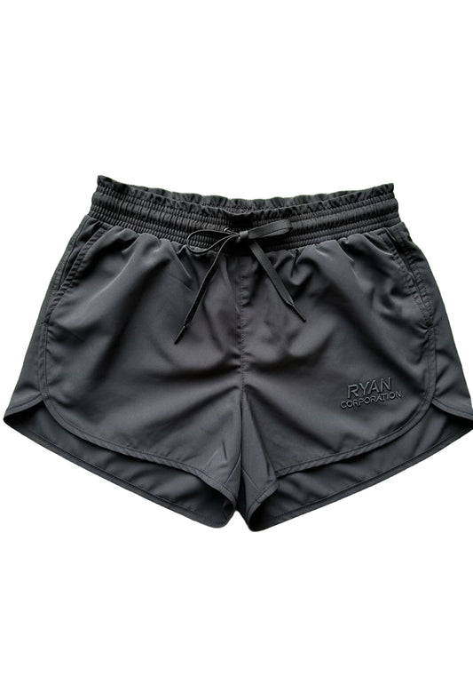 Black Dolphin-Hem Athletic Shorts