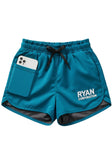 Teal Blue Women's Athletic Shorts with Inner Lining and Side Pocket