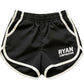 Black Women's Athletic Shorts with White Curved Trim