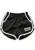 Black Women's Athletic Shorts with White Curved Trim