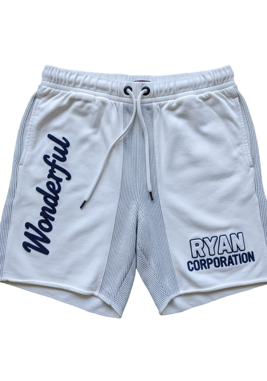 White Casual Athletic Shorts with Embroidered Branding