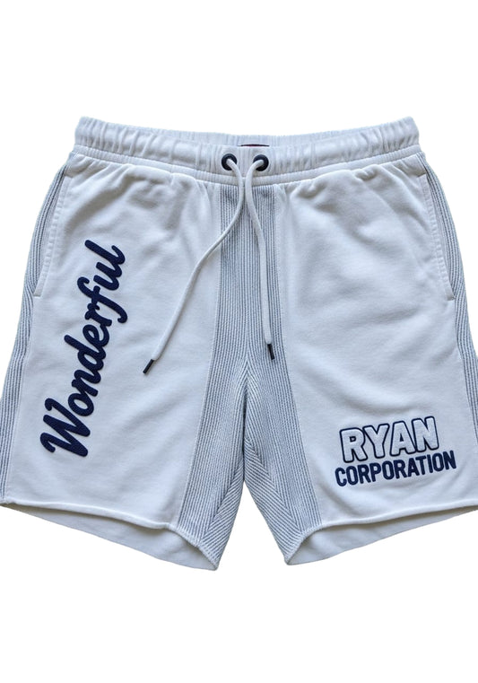 White Casual Athletic Shorts with Embroidered Branding