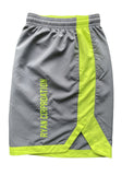 Gray Athletic Shorts with Neon Yellow Green Accents