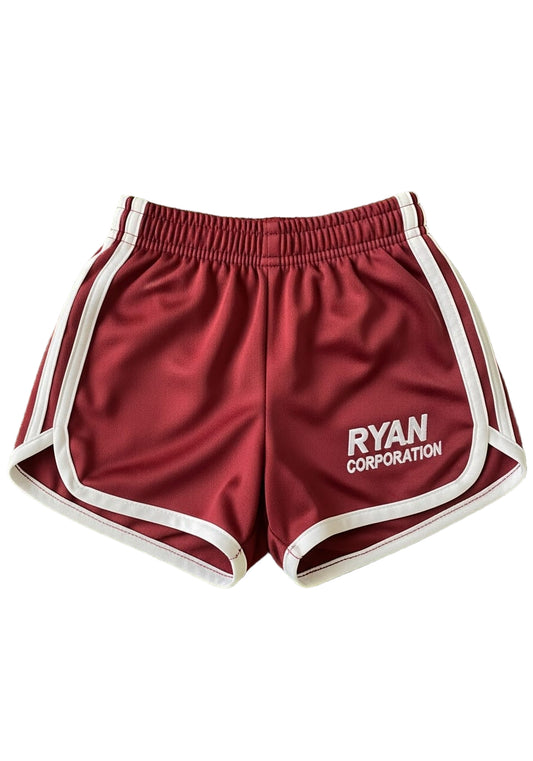 Maroon Athletic Shorts with White Stripes