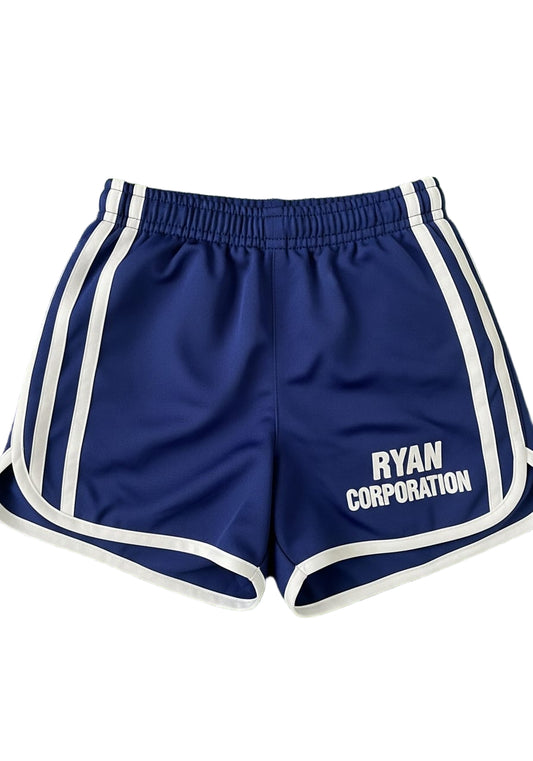 Dark Blue Athletic Shorts with White Stripes