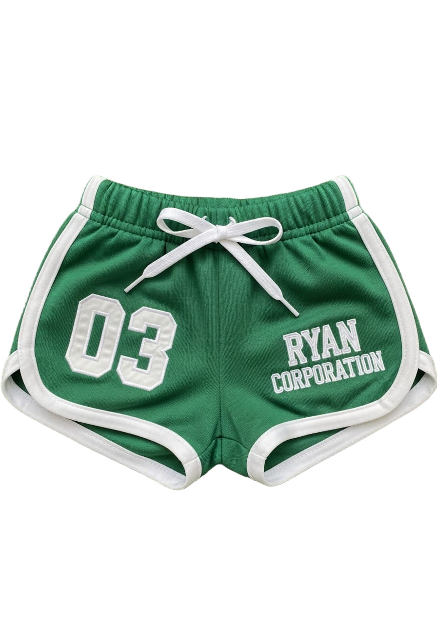Green Athletic Shorts with White Trim