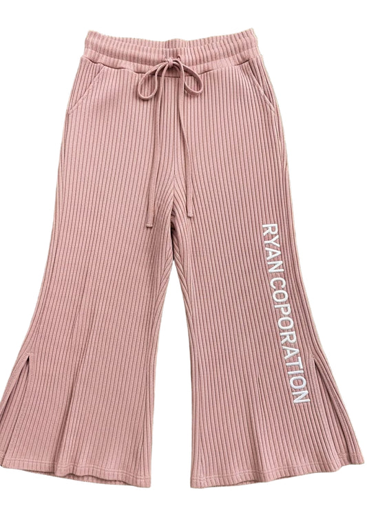 Blush Pink Ribbed Knit Pants