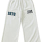 White Wide Leg Sweatpants with Drawstring and Embroidery